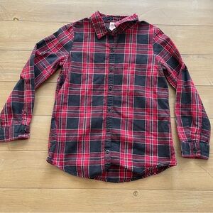 Red plaid button up shirt
